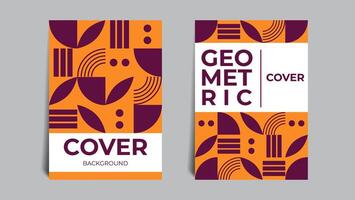 abstract geometric cover background design set with red and orange. vector illustration