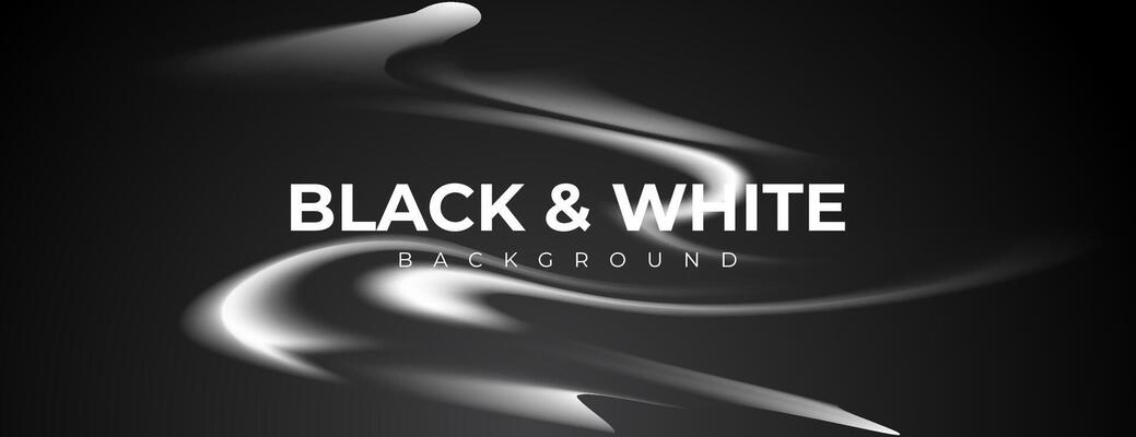 black and white banner background with wavy white smoke. vector illustration
