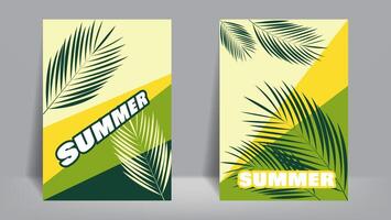 tropical summer background with green and yellow color. vector illustration