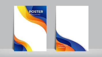 blue orange abstract poster or cover background. vector illustration