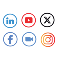 Social media platforms icons in round shape png