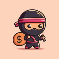 cute ninja vector design illustration