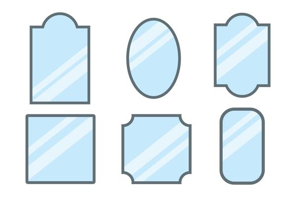 different shapes mirror. flat design. mirror frame for element, make up and reflect