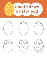 How to draw easter egg cartoon step by step for kid book, spring, coloring book and education vector