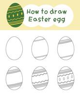 How to draw easter egg cartoon step by step for kid book, spring, coloring book and education vector