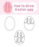 How to draw easter egg cartoon step by step for kid book, spring, coloring book and education vector