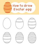 How to draw easter egg cartoon step by step for kid book, spring, coloring book and education vector