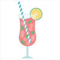 Glass of lemonade summer drink. Refreshing beverage vector