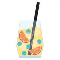 Glass of lemonade summer drink. Refreshing beverage vector