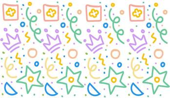 Fun colorful line doodle seamless pattern. Creative minimalist style art background for children or trendy design with basic shapes. Simple childish scribble backdrop. vector