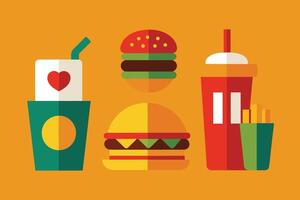 Fast food Icon Design Set vector