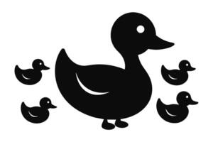 set of black simple duck icon design template vector isolated on white background