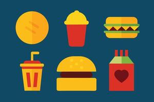 rápido comida icono diseño conjunto vector