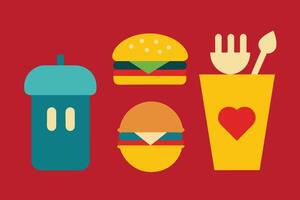 Fast food Icon Design Set vector