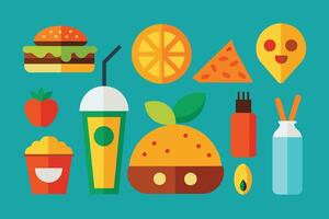 muchos tipos de comida diseño conjunto vector