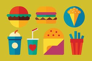 Fast food Icon Design Set vector