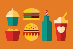 Fast food Icon Design Set vector