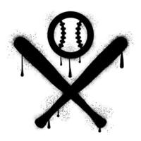 Softball bat and ball drawn with black spray paint vector