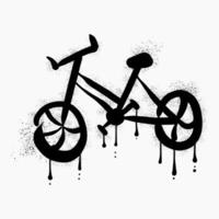 Bicycle graffiti drawn with black spray paint vector