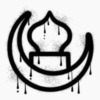 Eid graffiti drawn with black spray paint vector