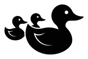 set of black simple duck icon design template vector isolated on white background