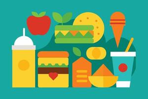 muchos tipos de comida diseño conjunto vector