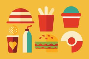 rápido comida icono diseño conjunto vector