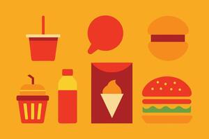 rápido comida icono diseño conjunto vector