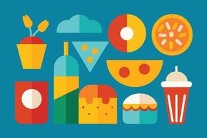 muchos tipos de comida diseño conjunto vector