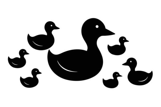 set of black simple duck icon design template vector isolated on white background