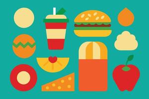 Many kinds of food Design Set vector