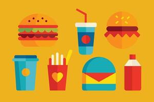 rápido comida icono diseño conjunto vector