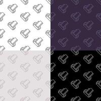 set of seamless patterns with cylinder with old 35 mm photo film icon. Ornament for decoration and printing on fabric. Design element. Vector