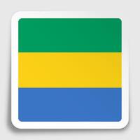 Gabon flag icon on paper square sticker with shadow. Button for mobile application or web. Vector