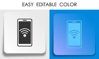 teléfono inteligente icono con Wifi firmar en papel cuadrado pegatina con sombra. inalámbrico datos transmisión. vector botón