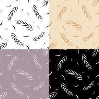 set of seamless patterns with silhouettes of WILLOW tree leaves. Ornament for decoration and printing on fabric. Design element. Vector