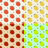 set of seamless patterns with Sweet apple for breakfast. Collecting autumn harvest of fruits. Ornament for decoration and printing on fabric. Design element. Vector