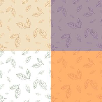 conjunto de sin costura patrones con rayado con seco otoño hojas. ornamento para decoración y impresión en tela. diseño elemento. vector