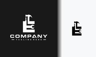 letter E workshop equipment logo vector