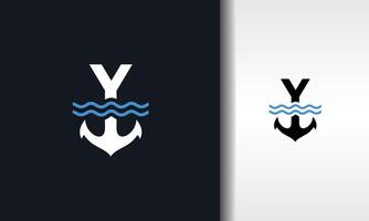 letra y ancla agua logo vector