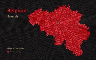 Bélgica mapa con un capital de Bruselas mostrado en un mosaico modelo vector