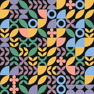 Modern abstract cover, colorful geometric background. Trendy Bauhaus pattern with geometric shapes, geometry graphics. Abstract geometric pattern design