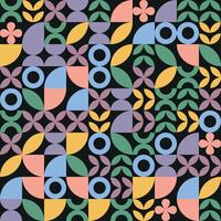 Trendy Bauhaus pattern with geometric shapes, geometry graphics. Geometry modern grid pattern. Abstract geometric pattern design in retro style, seamless pattern for wrapping, pack paper, poster. vector