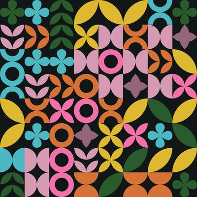 Trendy Bauhaus pattern with geometric shapes, geometry graphics. Geometry modern grid pattern. Abstract geometric pattern design in retro style, seamless pattern for wrapping, pack paper, poster.