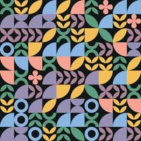 Trendy Bauhaus pattern with geometric shapes, geometry graphics. Geometry modern grid pattern. Abstract geometric pattern design in retro style, seamless pattern for wrapping, pack paper, poster. vector