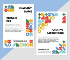 Business presentation vector A4 vertical orientation front page mock up set. Corporate report cover. Modern design poster flyer brochure cover layout template with abstract geometric graphic elements.