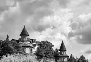 Photography on theme ancient brick castle with large tower photo