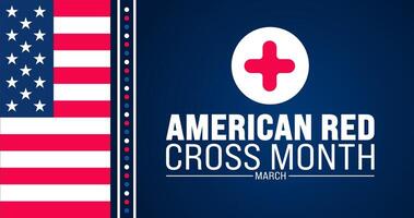 March is American Red Cross Month background template. Holiday concept. use to background, banner, placard, card, and poster design template with text inscription and standard color. vector