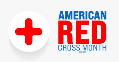 March is American Red Cross Month background template. Holiday concept. use to background, banner, placard, card, and poster design template with text inscription and standard color. vector