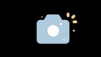 Camera with flash light vector isolated icon. Photo camera emoji illustration. Camera vector video footage animation looping.